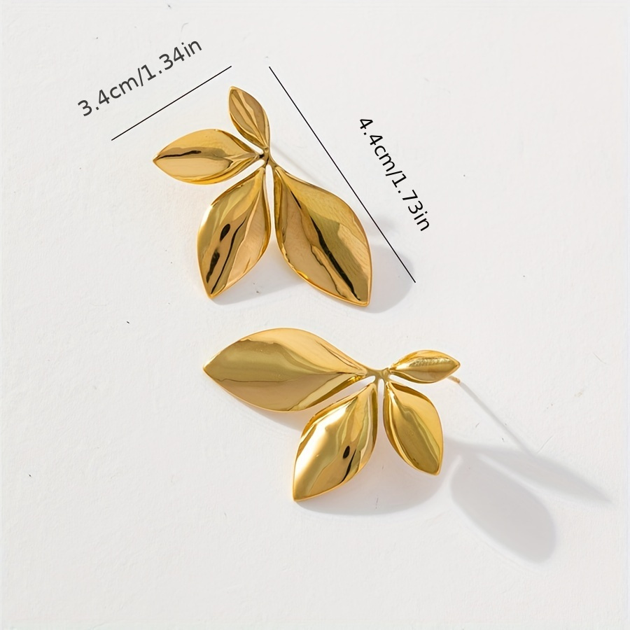 Leaf Petal Copper Stud Earrings Vintage Retro Look Women Accessory